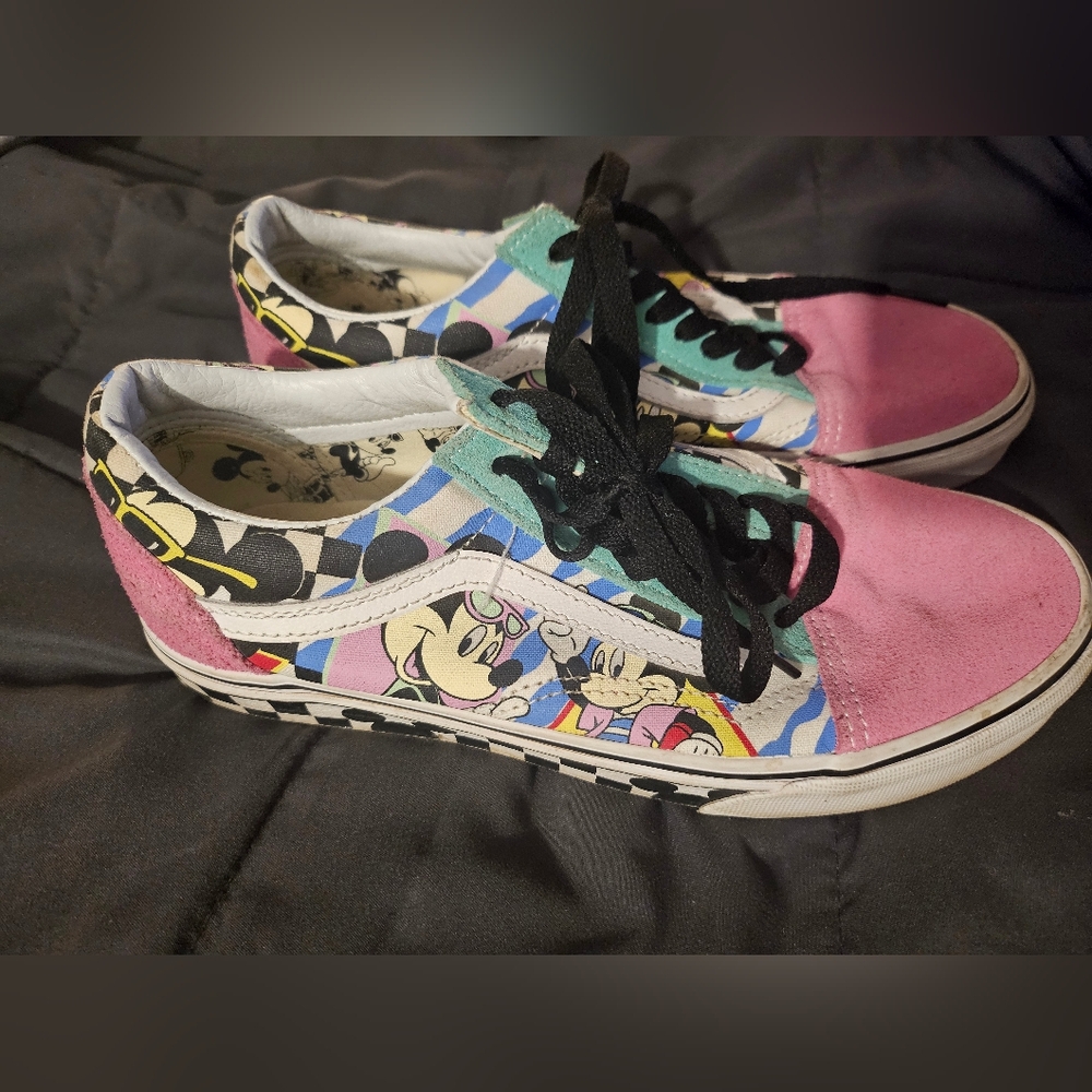 Vans X Disney Old Skool 80s Mickey Mouse‎ Sneakers Womens 8 Checkerboard Skater